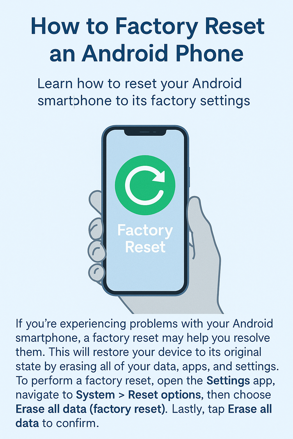 How to Factory Reset Any Android Phone Safely (2025 Guide)