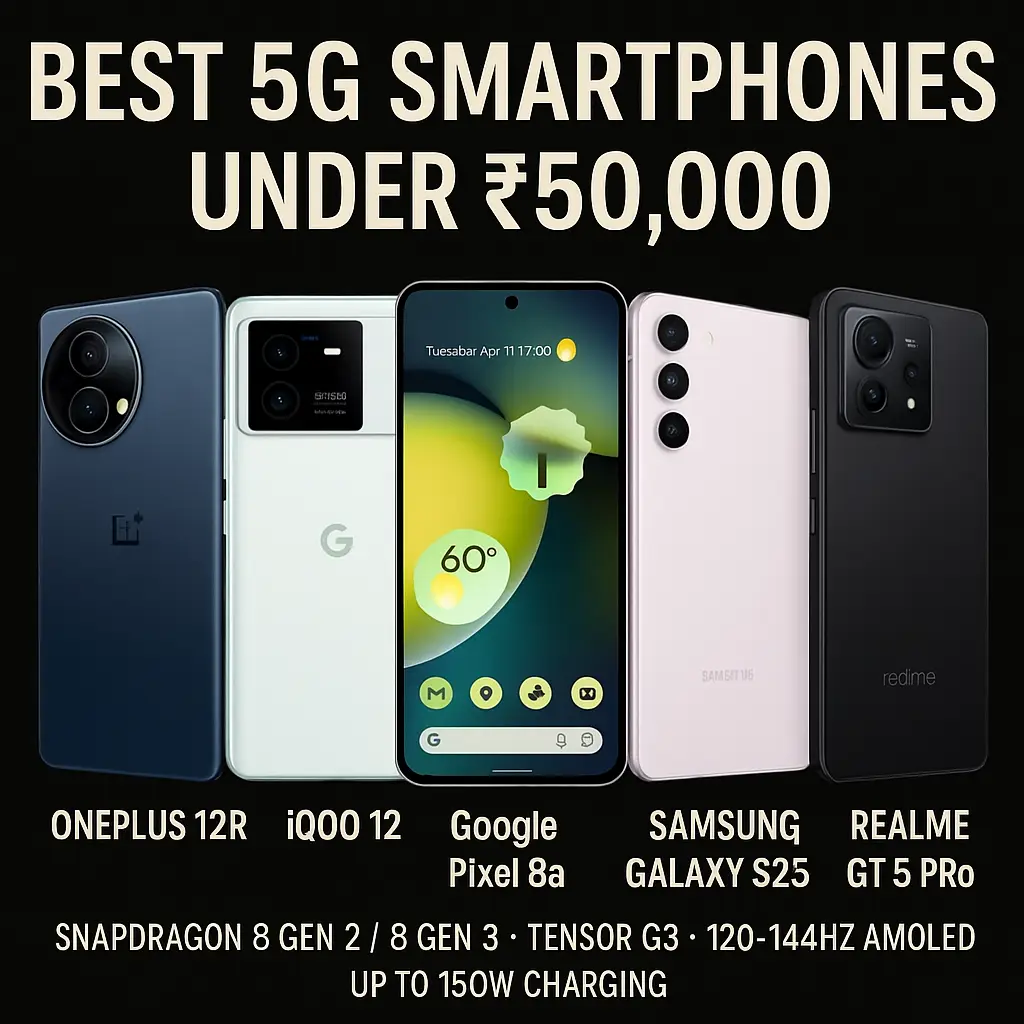 Best 5G Smartphones Under ₹50,000 in India (2025)